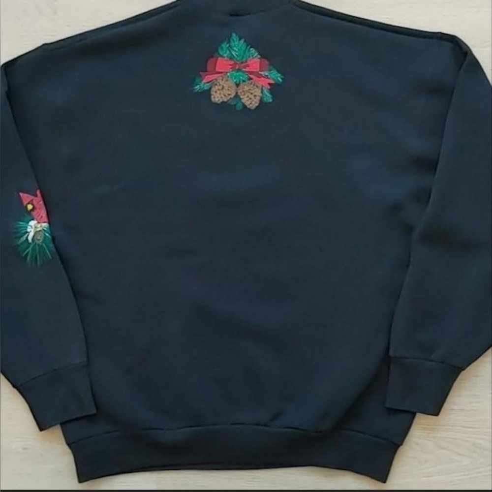 VTG 1990s Cardinal Bird Christmas Print Crew Neck Sweatshirt Size (XL) - Picture 8 of 8